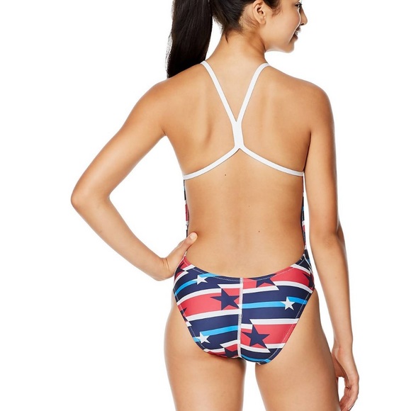 Speedo Red White and Blue Prolt Flyback One Piece Swimsuit Size 24 - Picture 2 of 14